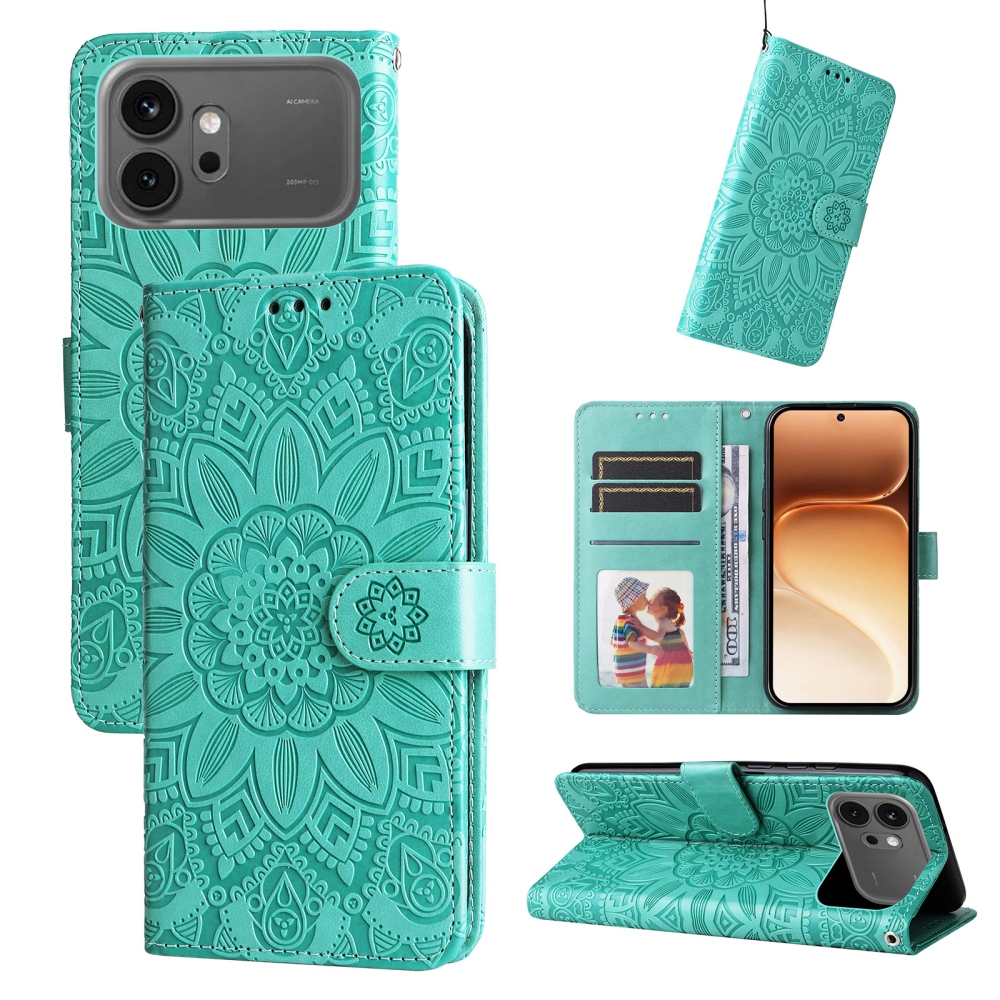Sunflower knižkové puzdro na Honor 600 Pro 5G/Honor 600 5G - modrozelené