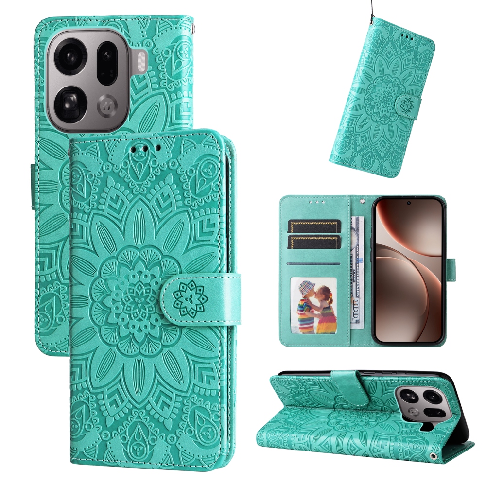Sunflower knižkové puzdro na Oppo Find X9 Pro 5G - modrozelené