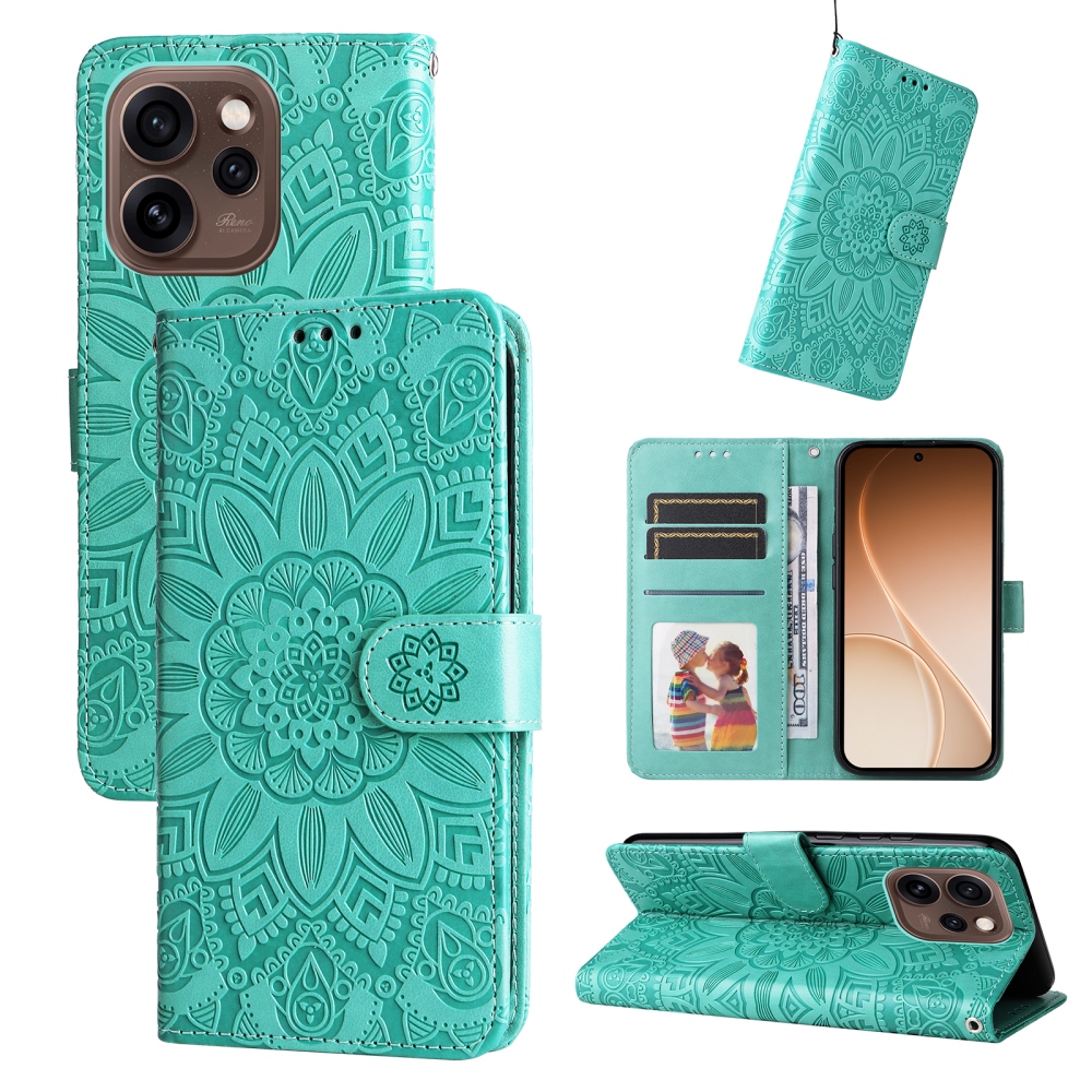Sunflower knižkové puzdro na Oppo Reno 15 Pro 5G - modrozelené