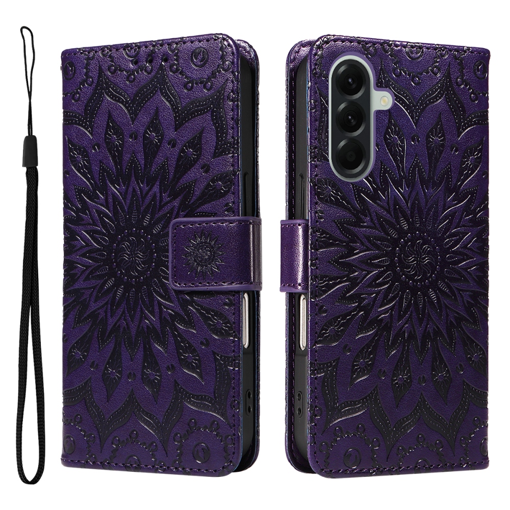 Sunflower knižkové púzdro na Samsung Galaxy A57 5G - tmavofialové