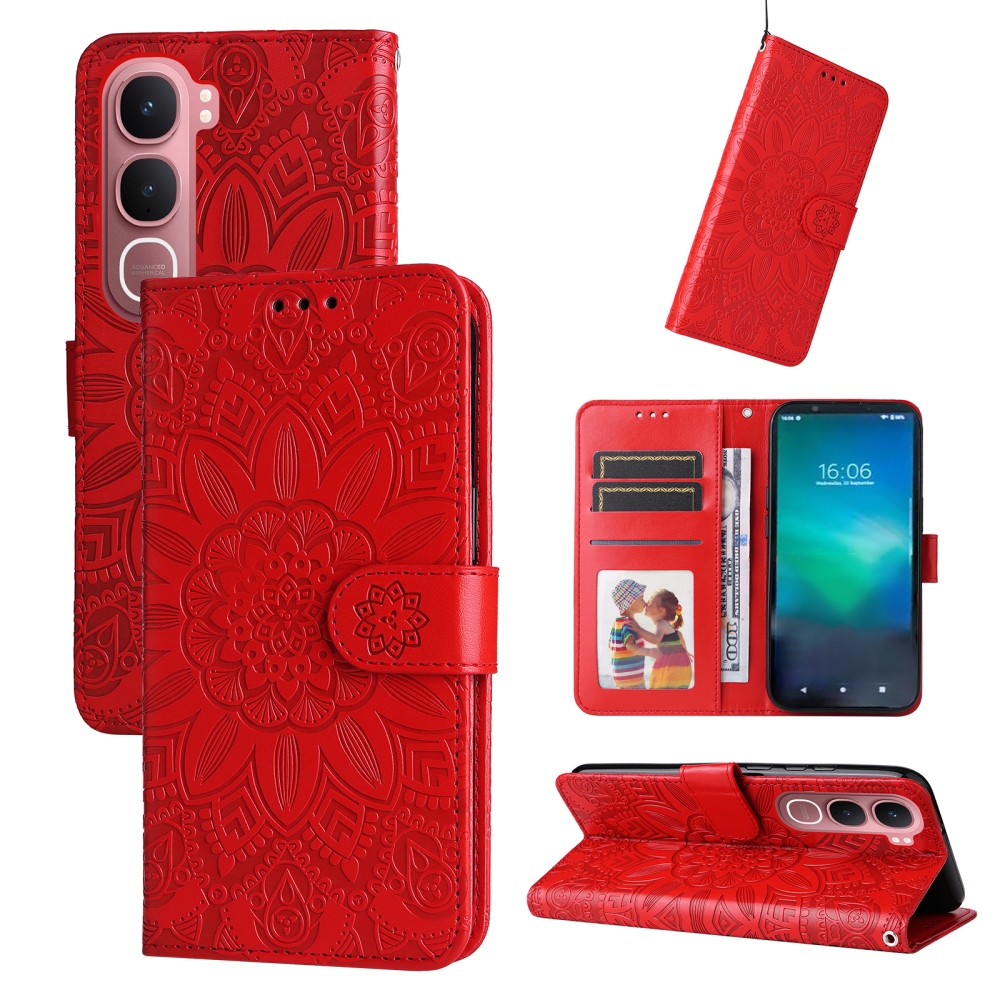 Sunflower knižkové puzdro na Vivo Y21d/Vivo Y31 5G - červené