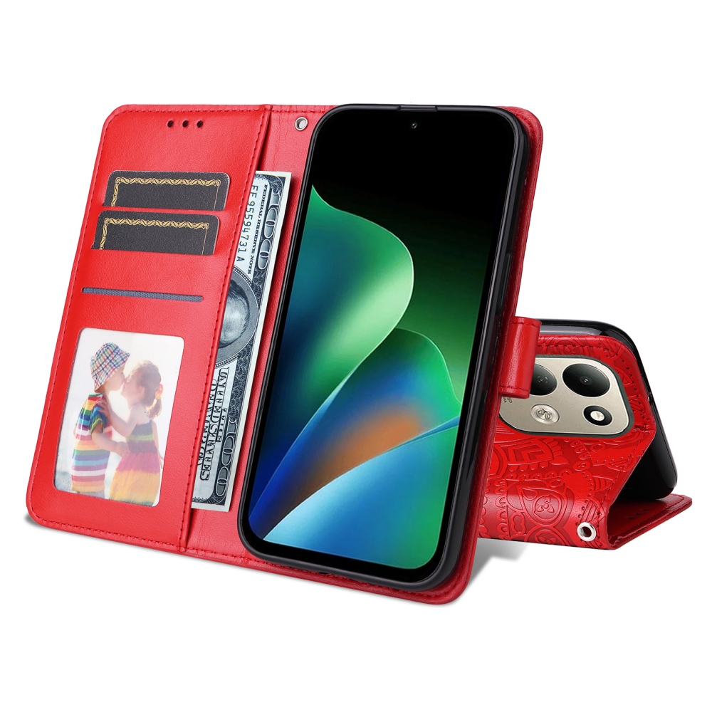 Sunflower knižkové púzdro na Xiaomi Redmi 17 4G/5G - červené