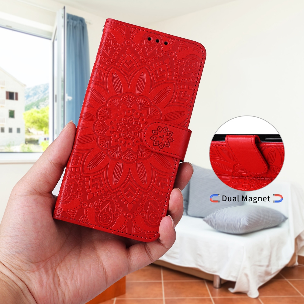 Sunflower knižkové púzdro na Xiaomi Redmi 17 4G/5G - červené