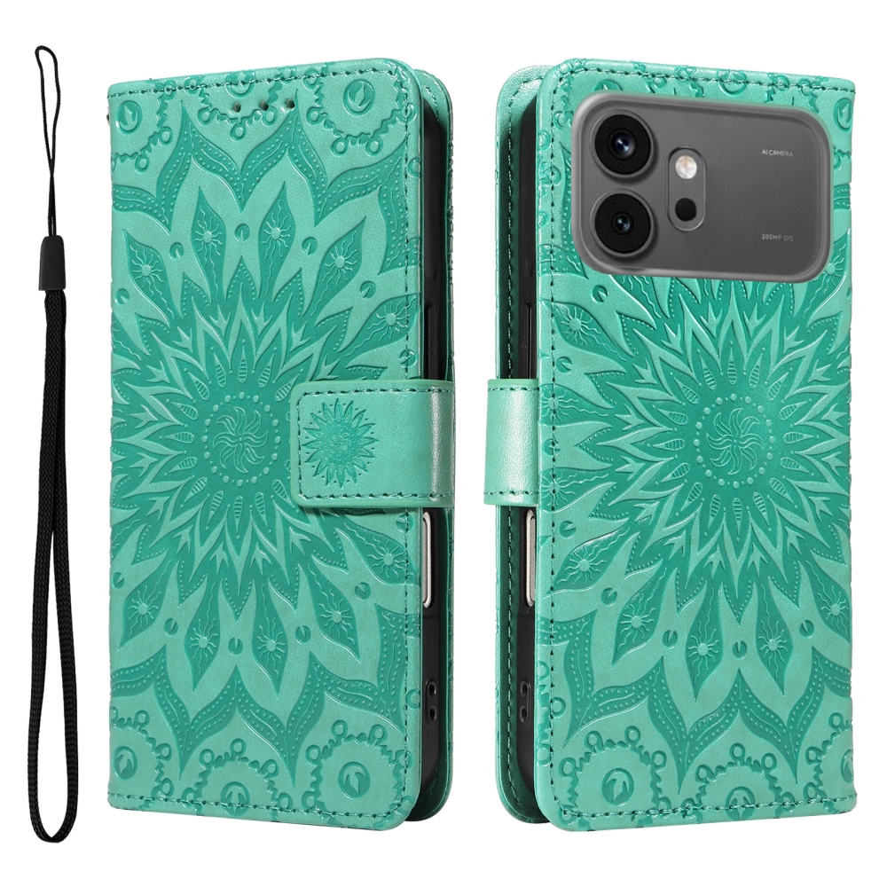 Sunflowers knižkové puzdro na Honor 600 Pro 5G/Honor 600 5G - modrozelené