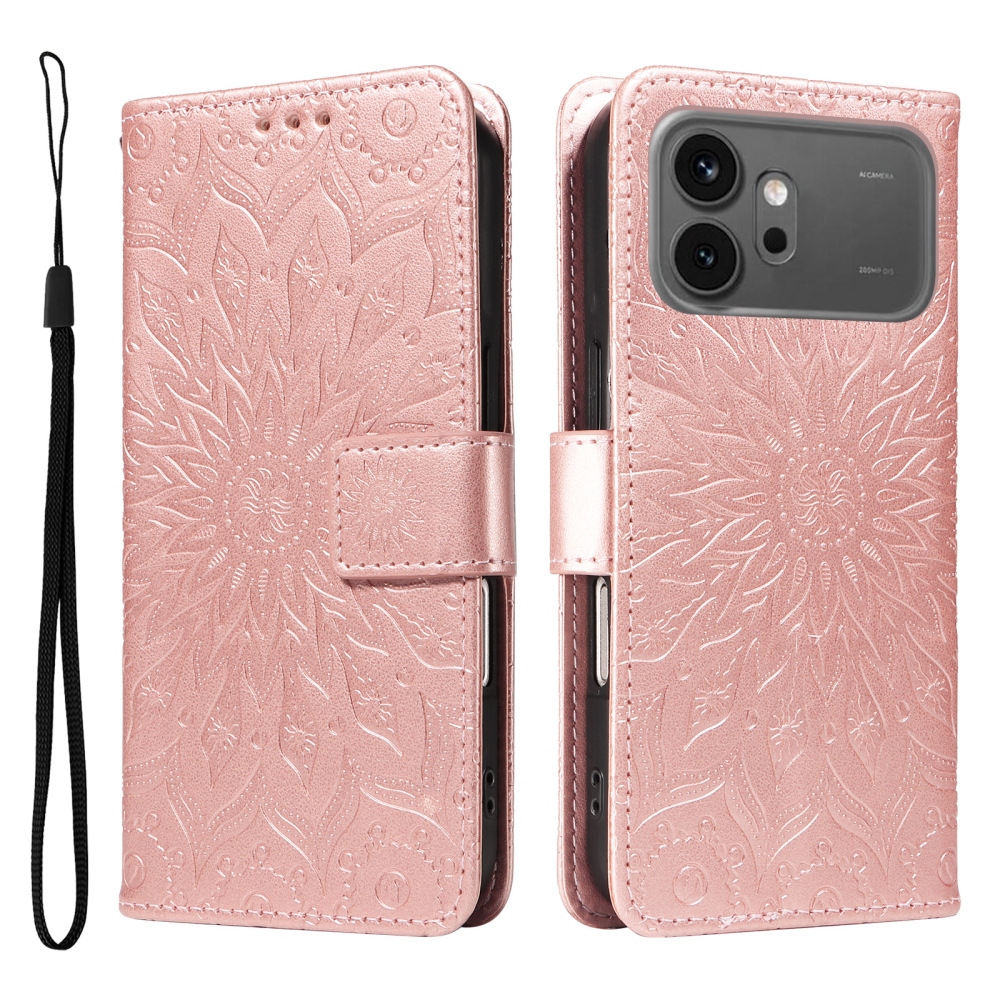 Sunflowers knižkové púzdro na Honor 600 Pro 5G/Honor 600 5G - ružovozlaté