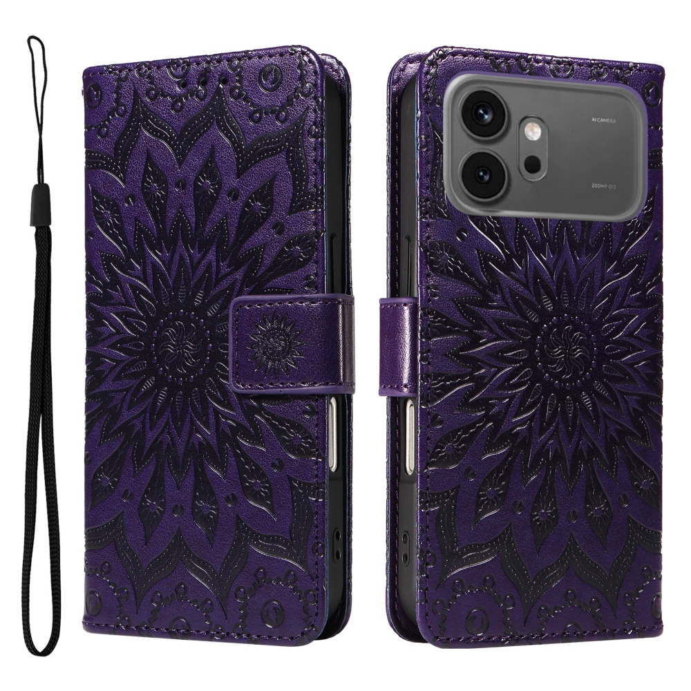 Sunflowers knižkové puzdro na Honor 600 Pro 5G/Honor 600 5G - tmavofialové