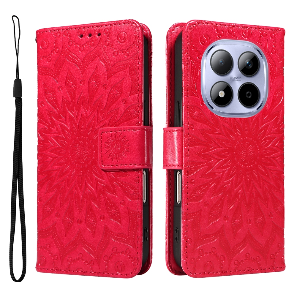 Sunflowers knižkové púzdro na Xiaomi Redmi Note 15 Pro 5G - červené