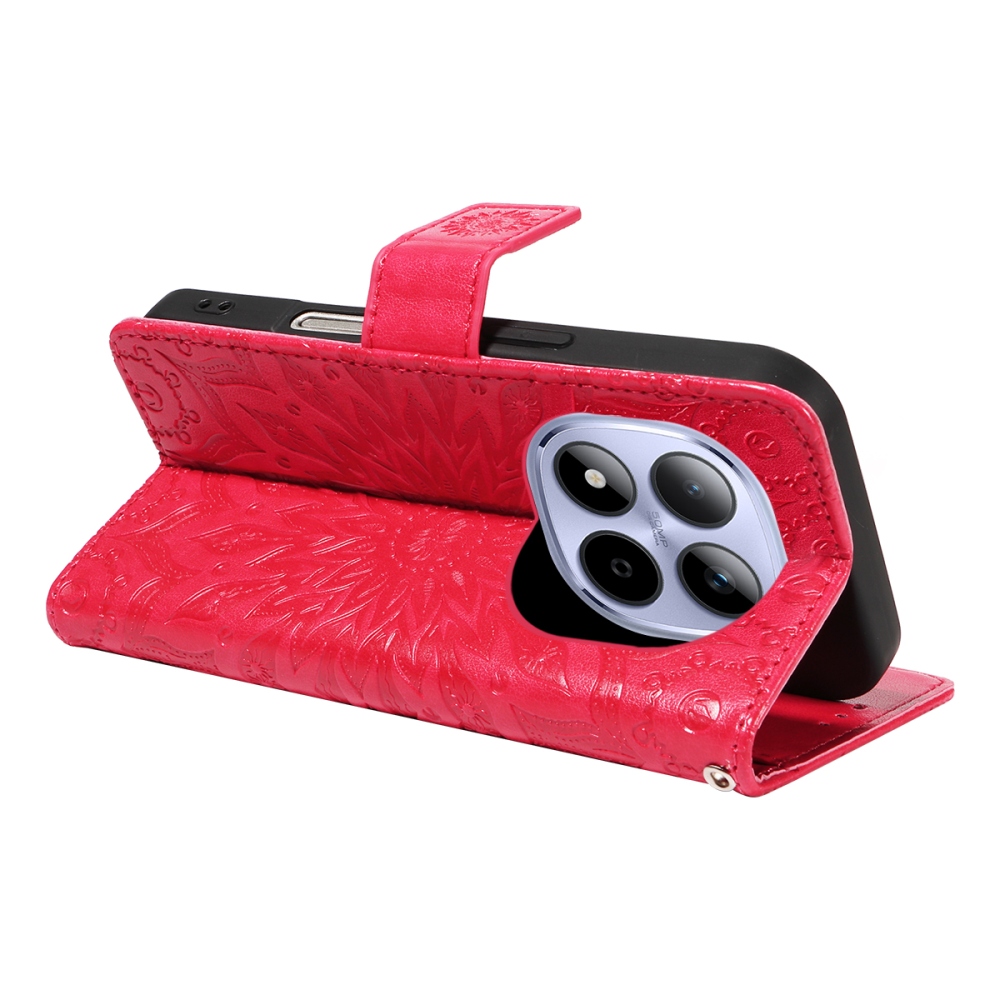 Sunflowers knižkové púzdro na Xiaomi Redmi Note 15 Pro 5G - červené