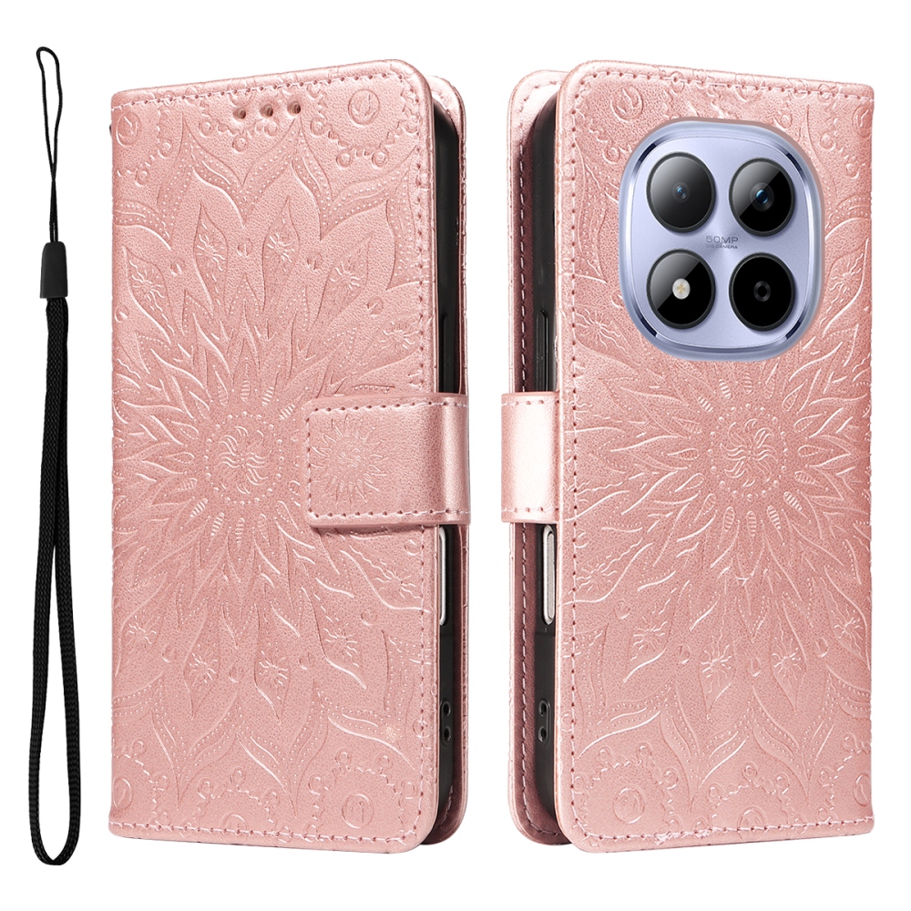 Sunflowers knižkové púzdro na Xiaomi Redmi Note 15 Pro 5G - ružovozlaté