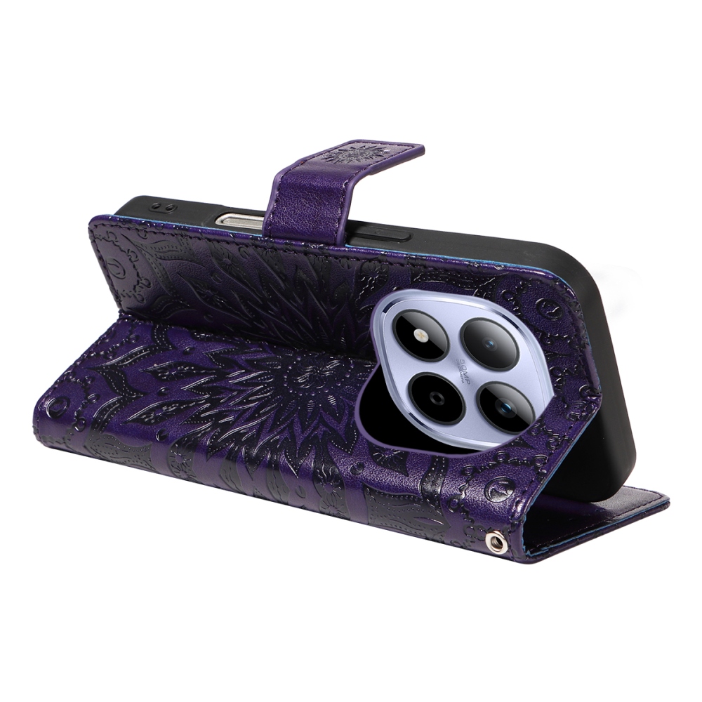 Sunflowers knižkové puzdro na Xiaomi Redmi Note 15 Pro 5G - tmavofialové