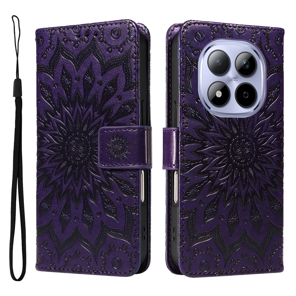 Sunflowers knižkové puzdro na Xiaomi Redmi Note 15 Pro 5G - tmavofialové