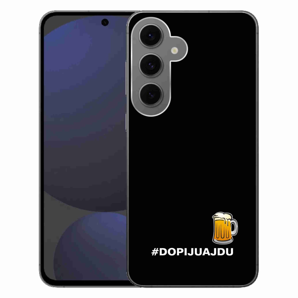 Gélový kryt mmCase na Samsung Galaxy S24 FE - pivný motív 1 čierne pozadie