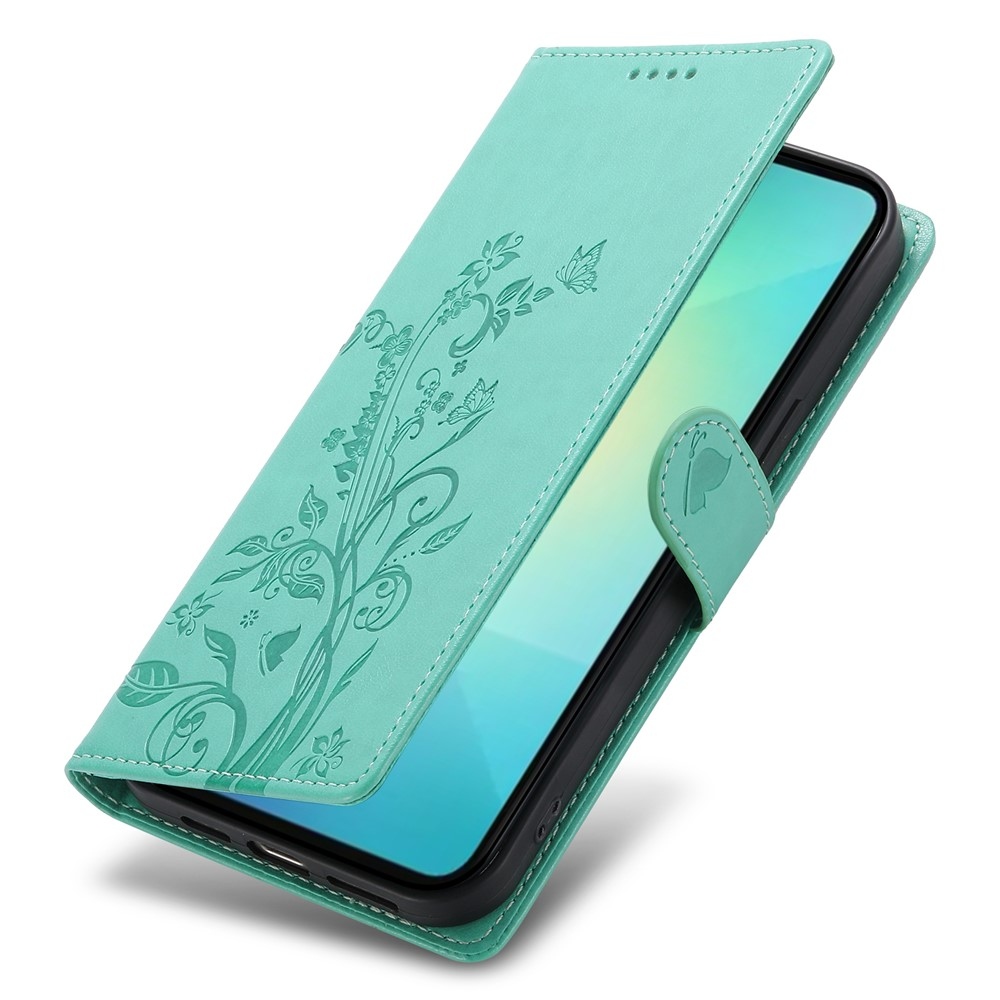 Flowery knižkové púzdro na Samsung Galaxy A07 4G - modrozelené