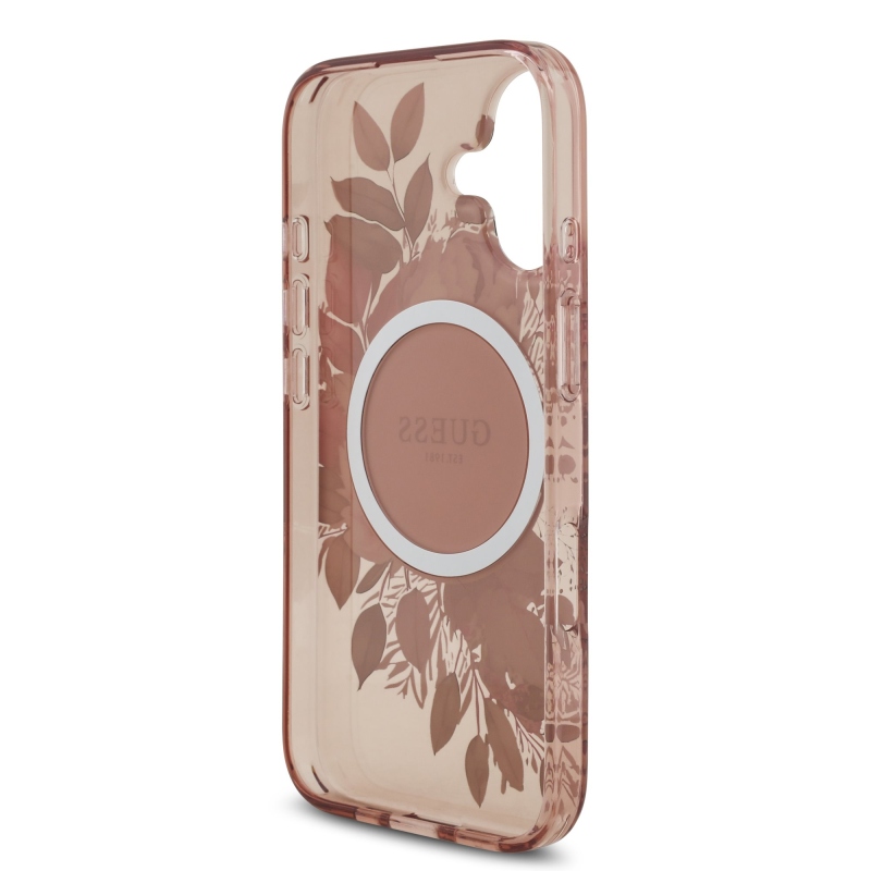 Guess IML Flowers Strap MagSafe zadný kryt pre iPhone 17 Pink