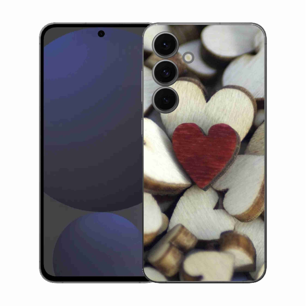 Gélový kryt mmCase na Samsung Galaxy S25 FE - gravírované červené srdce