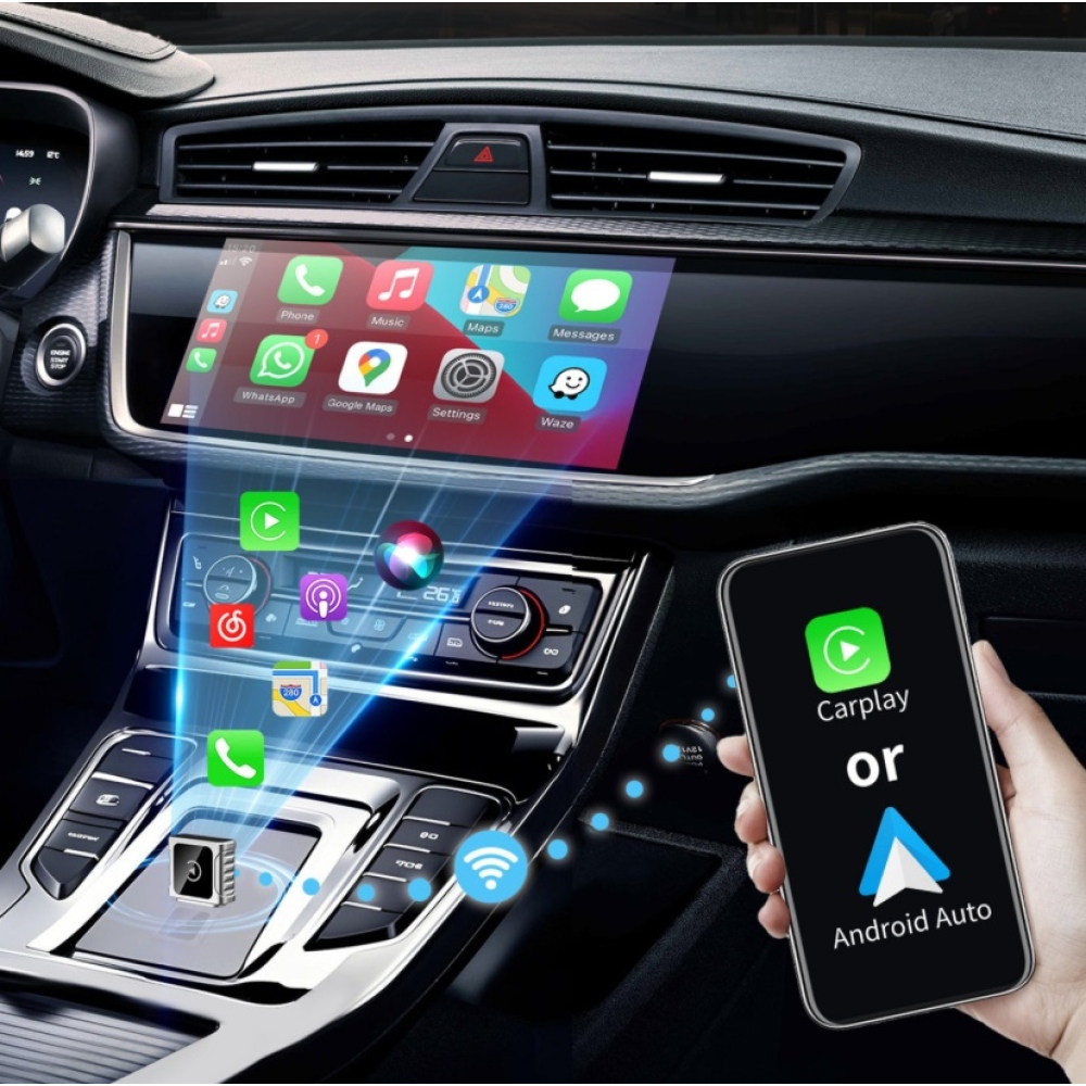 Swissten adaptér Carlink - Apple Carplay / Android Auto (+adaptér USB-A / USB-C)