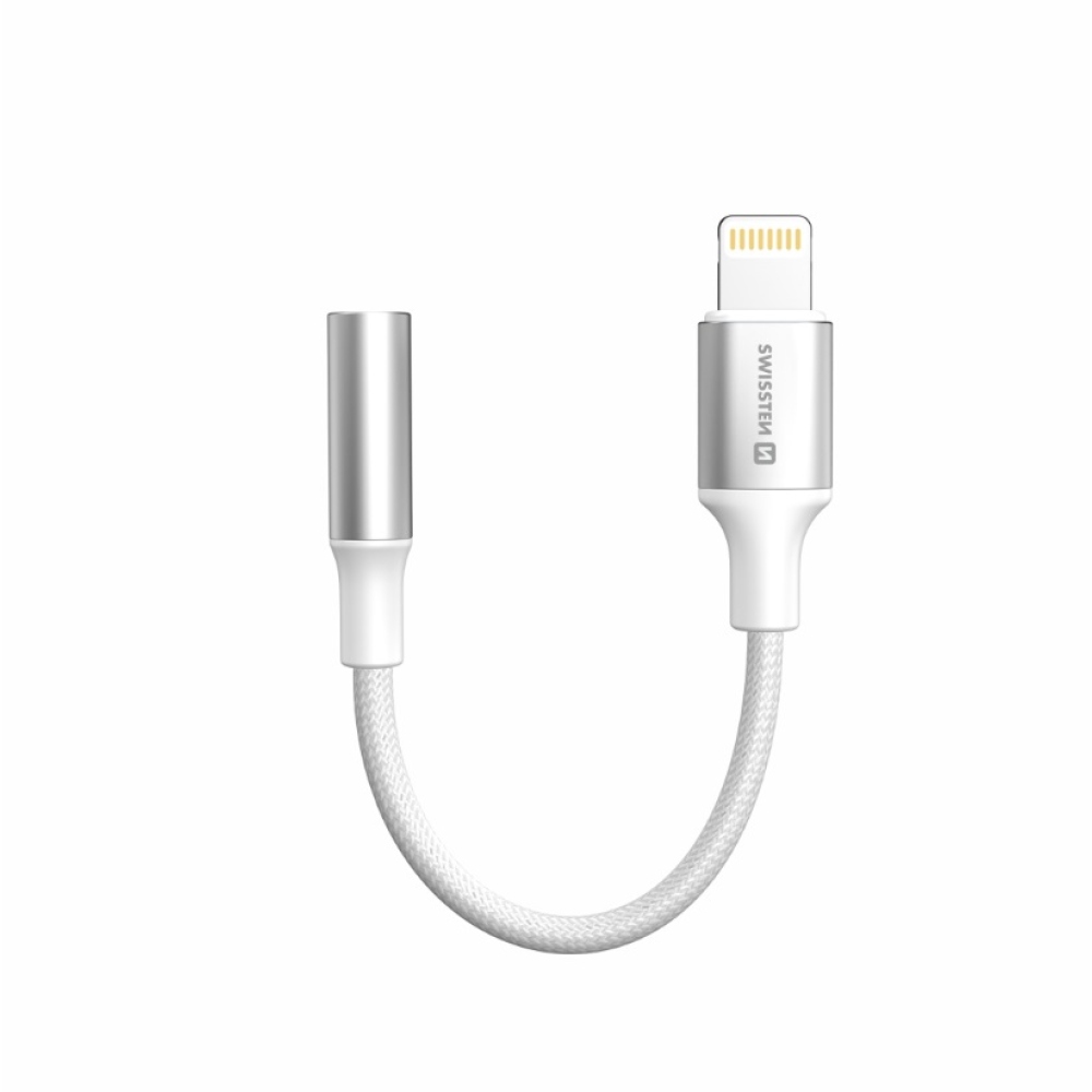 Swissten audio adaptér textilný lightning (samec) / 3,5 mm AUX 0,15 m