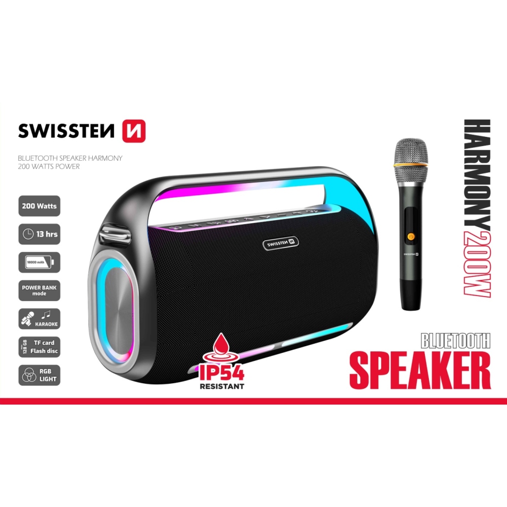 SWISSTEN Bluetooth reproduktor Harmony 200W - čierny