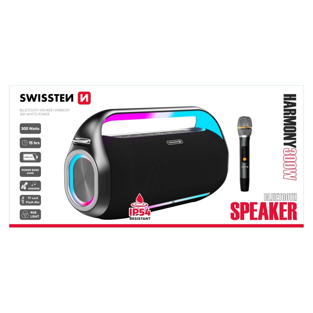SWISSTEN Bluetooth reproduktor Harmony 300W - čierny