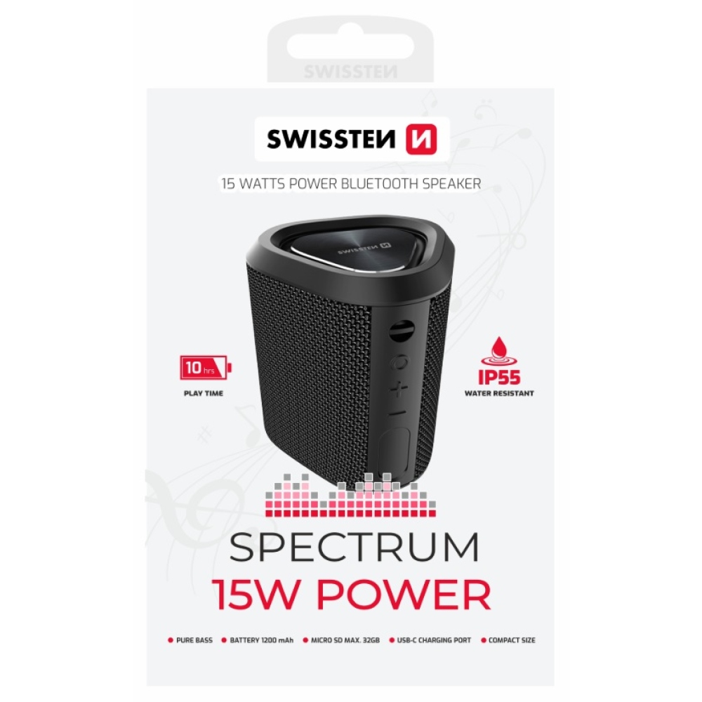 SWISSTEN Bluetooth reproduktor Spectrum 15 W - čierny