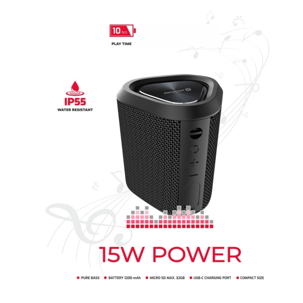 SWISSTEN Bluetooth reproduktor Spectrum 15 W - čierny