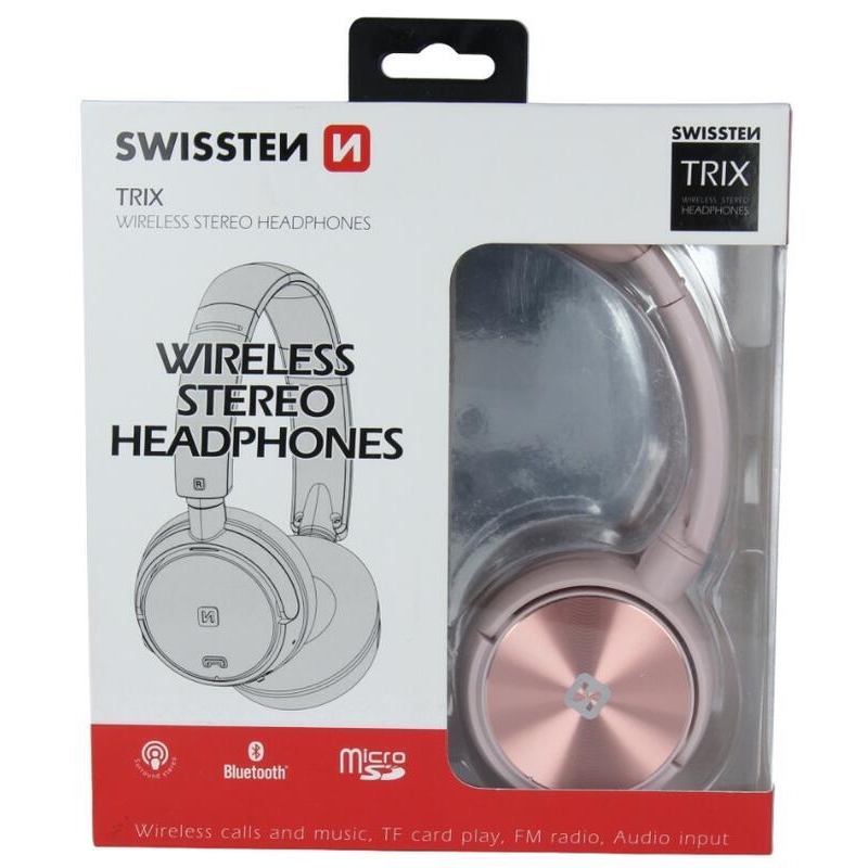 Swissten bluetooth stereo sluchátka Trix - růžová