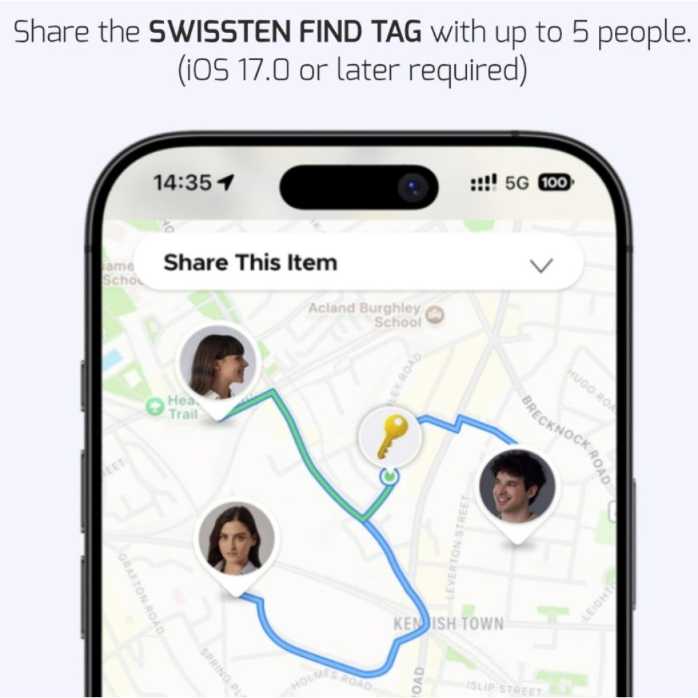 Swissten šikovný lokátor Find Tag s funkciou Apple Find My - biely