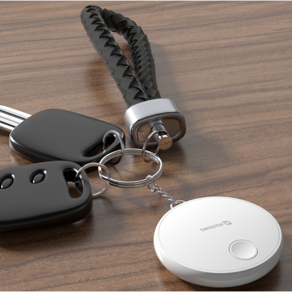 Swissten šikovný lokátor Find Tag s funkciou Apple Find My - biely
