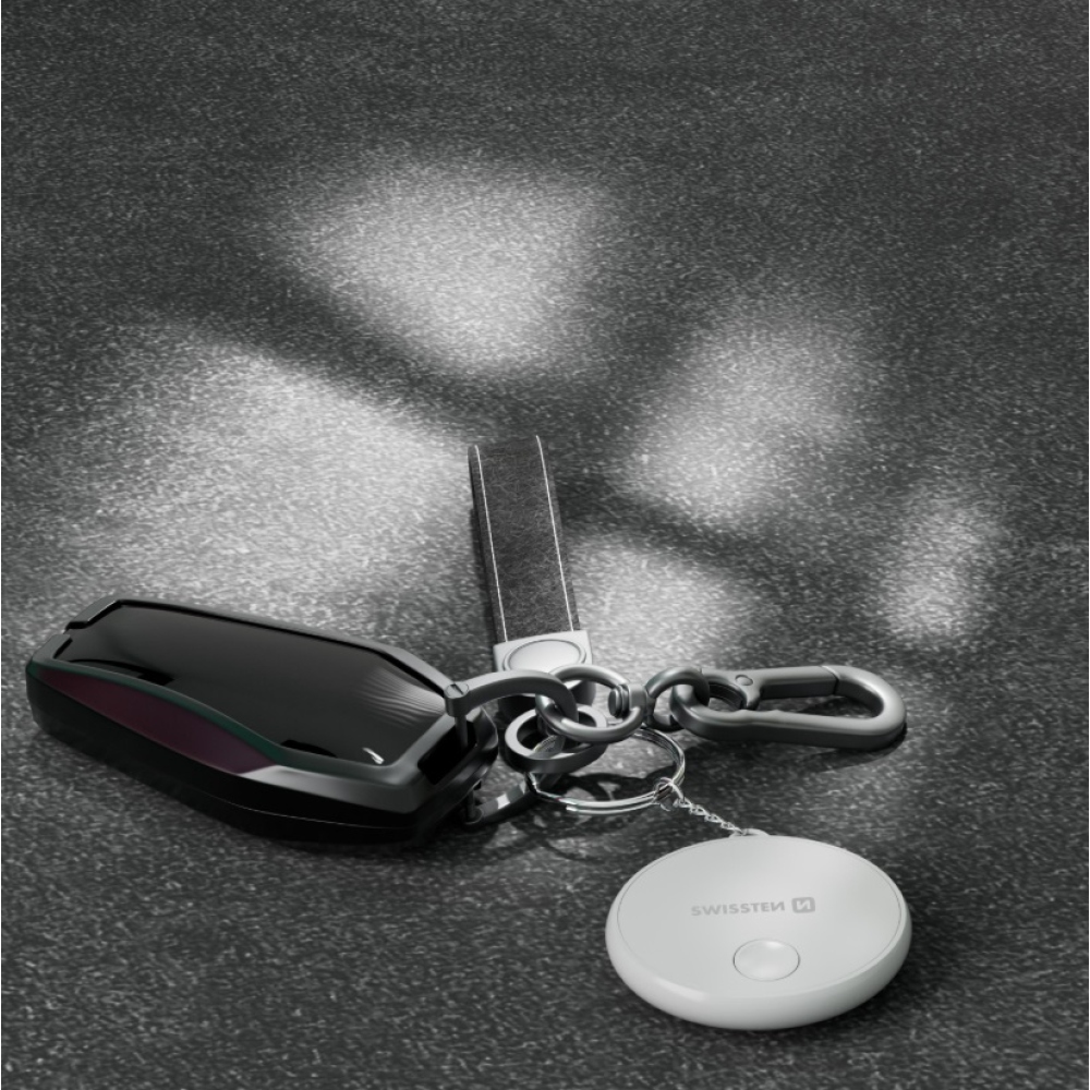Swissten šikovný lokátor Find Tag s funkciou Apple Find My - biely
