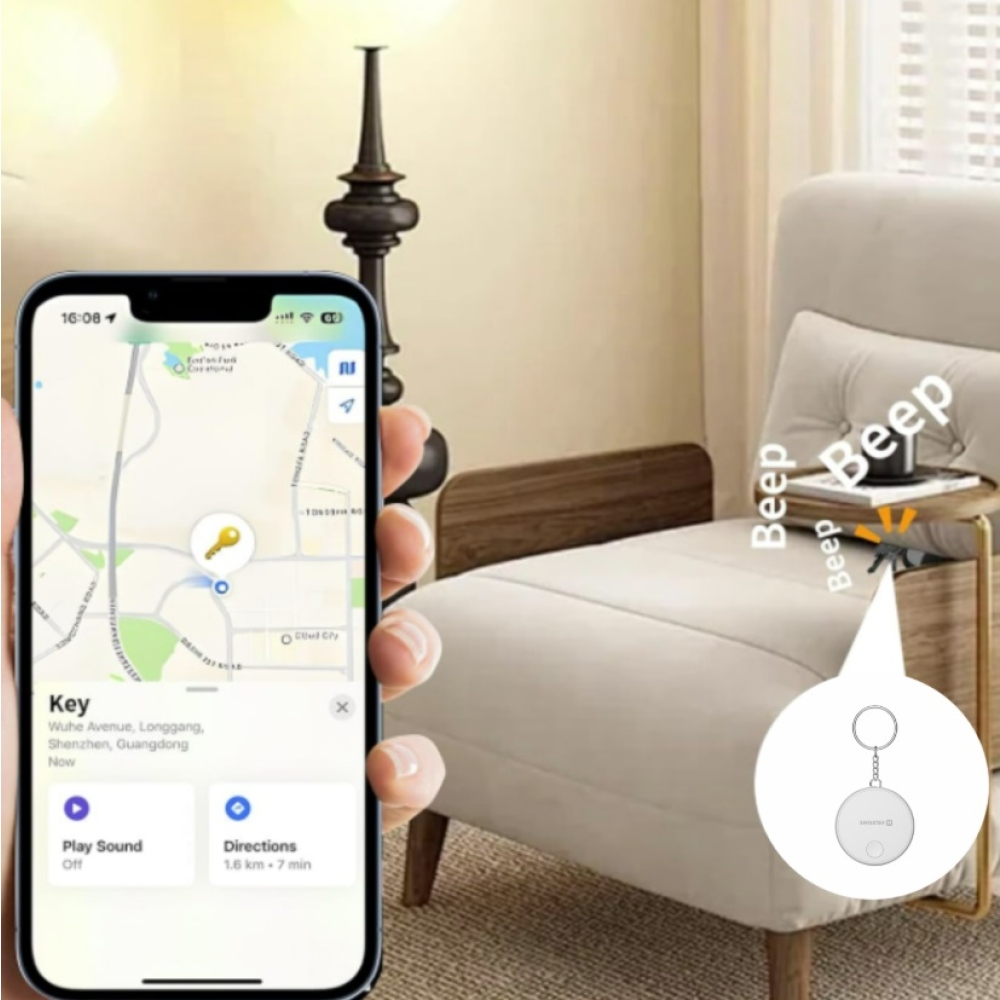 Swissten šikovný lokátor Find Tag s funkciou Apple Find My - biely