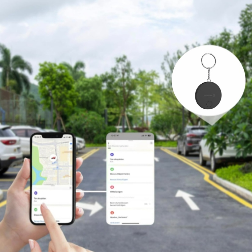 Swissten šikovný lokátor Find Tag s funkciou Apple Find My - čierny