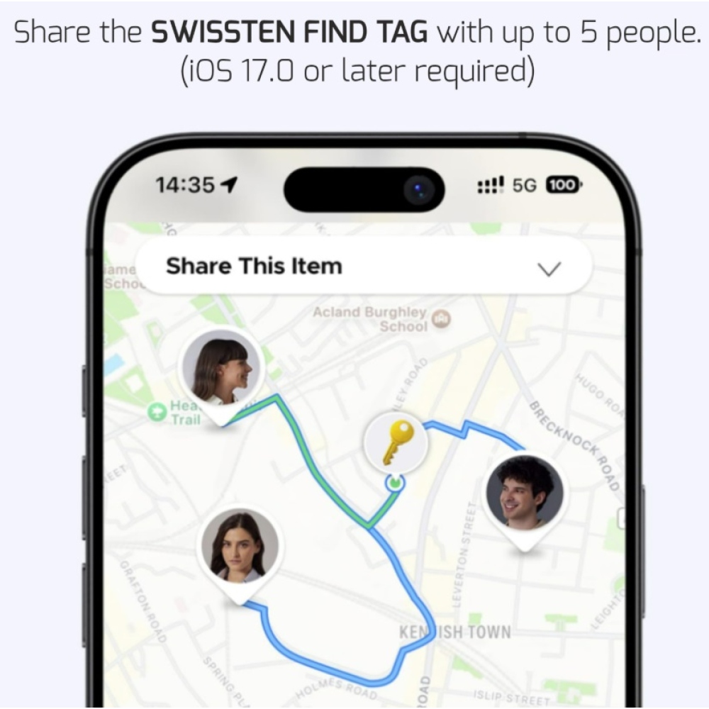 Swissten šikovný lokátor Find Tag s funkciou Apple Find My - čierny