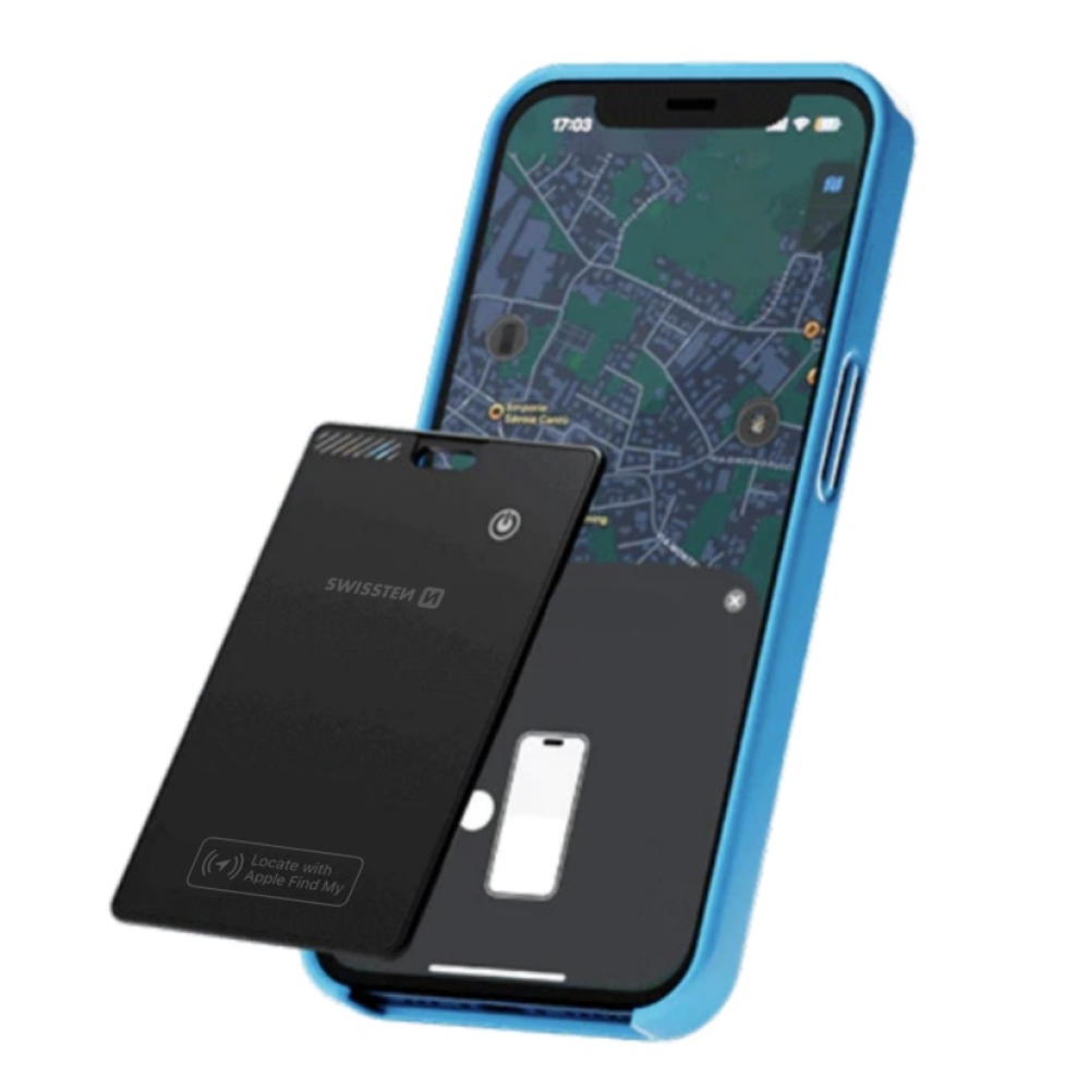 Swissten šikovný lokátor s funkciou Apple Find My - čierny