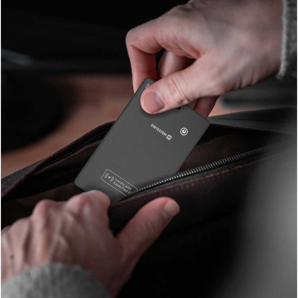 Swissten šikovný lokátor s funkciou Apple Find My - čierny