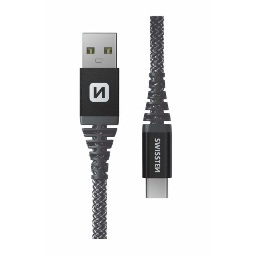 Swissten dátový kábel Aramid Reinforced USB/USB-C 1,5m - antracitový