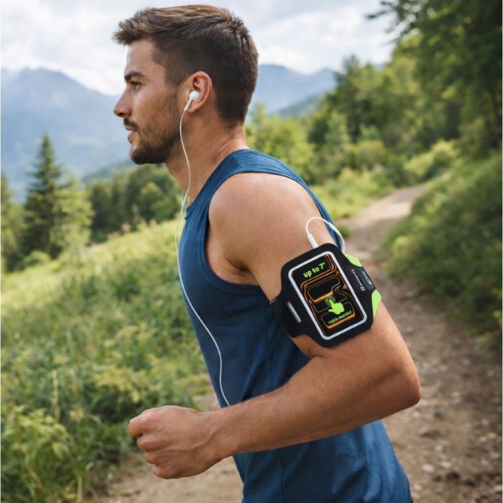 Swissten fitness puzdro na ruku Arm Band do 7 palcov - čierne/zelené