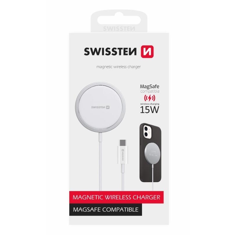 Swissten MagStick bezdrôtová wireless nabíjačka pre Apple iPhone (kompatibilný s MagSafe)