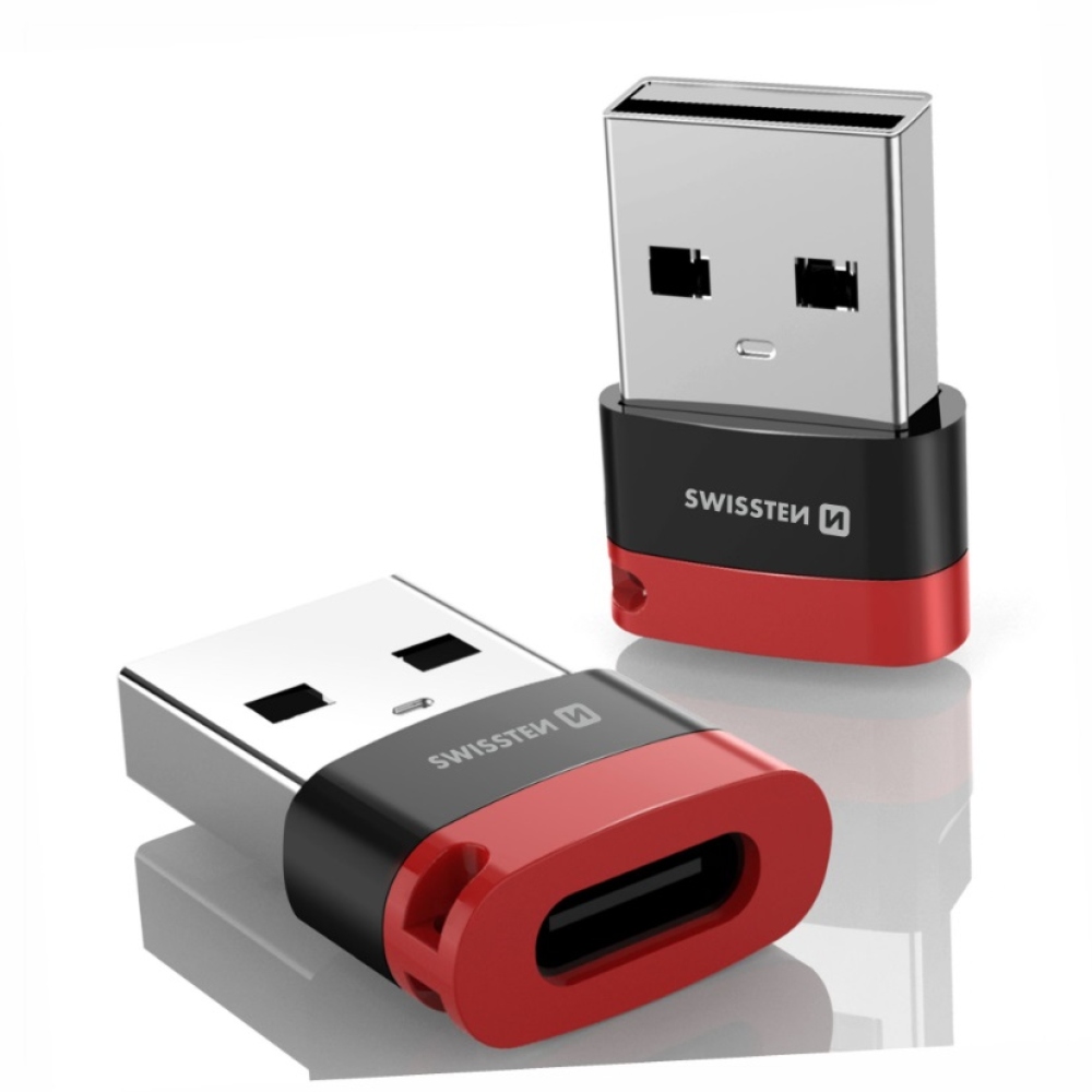 SWISSTEN nabíjací adaptér s blokovaním dát DataGUARD USB-A (samec)/USB-C (samice) - čierny