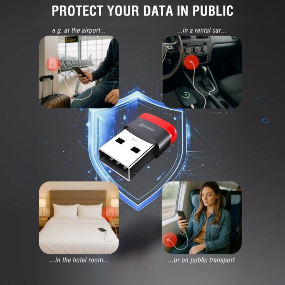 SWISSTEN nabíjací adaptér s blokovaním dát DataGUARD USB-A (samec)/USB-C (samice) - čierny