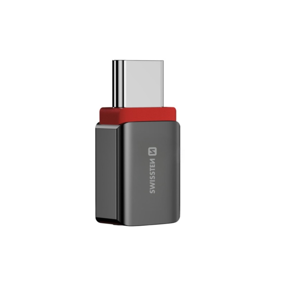 SWISSTEN nabíjací adaptér s blokovaním dát DataGUARD USB-C (samec)/USB-C (samice) - čierny
