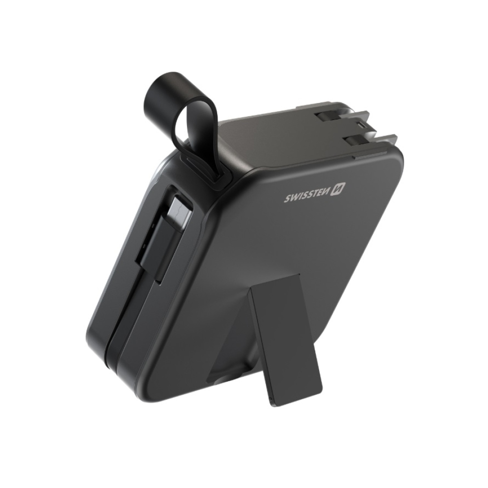 Swissten powerbanka All-in-one Pro s vymeniteľnými vidlicami (USA, EU, UK) 10000 mAh 20 W - čierna
