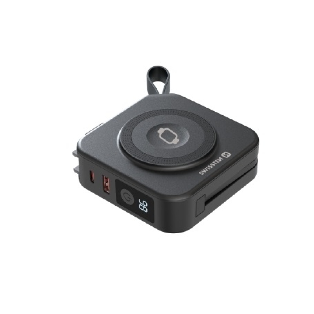 Swissten powerbanka All-in-one Pro s vymeniteľnými vidlicami (USA, EU, UK) 10000 mAh 20 W - čierna