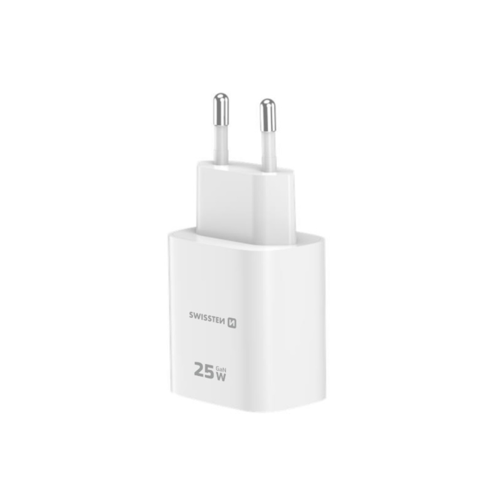 SWISSTEN sieťový adaptér edge 1x USB-C PD 25W + 1x USB-A 18W QC - biely