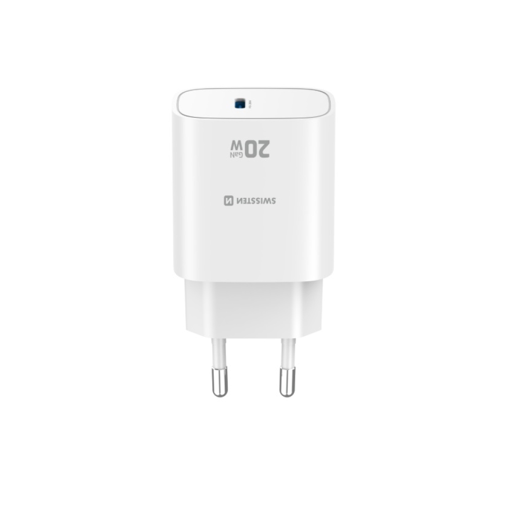 SWISSTEN sieťový adaptér edge GaN 1x USB-C PD 20W - biely