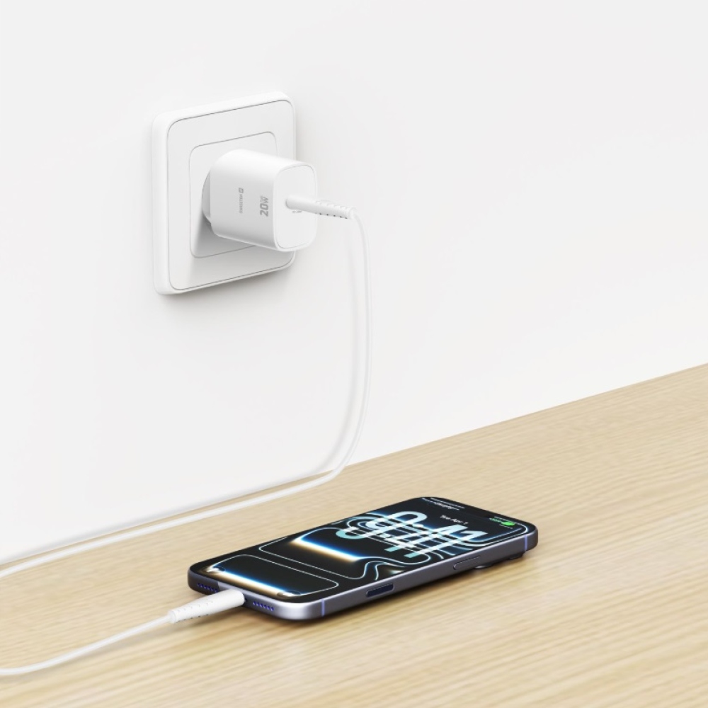 SWISSTEN sieťový adaptér edge GaN 1x USB-C PD 20W - biely