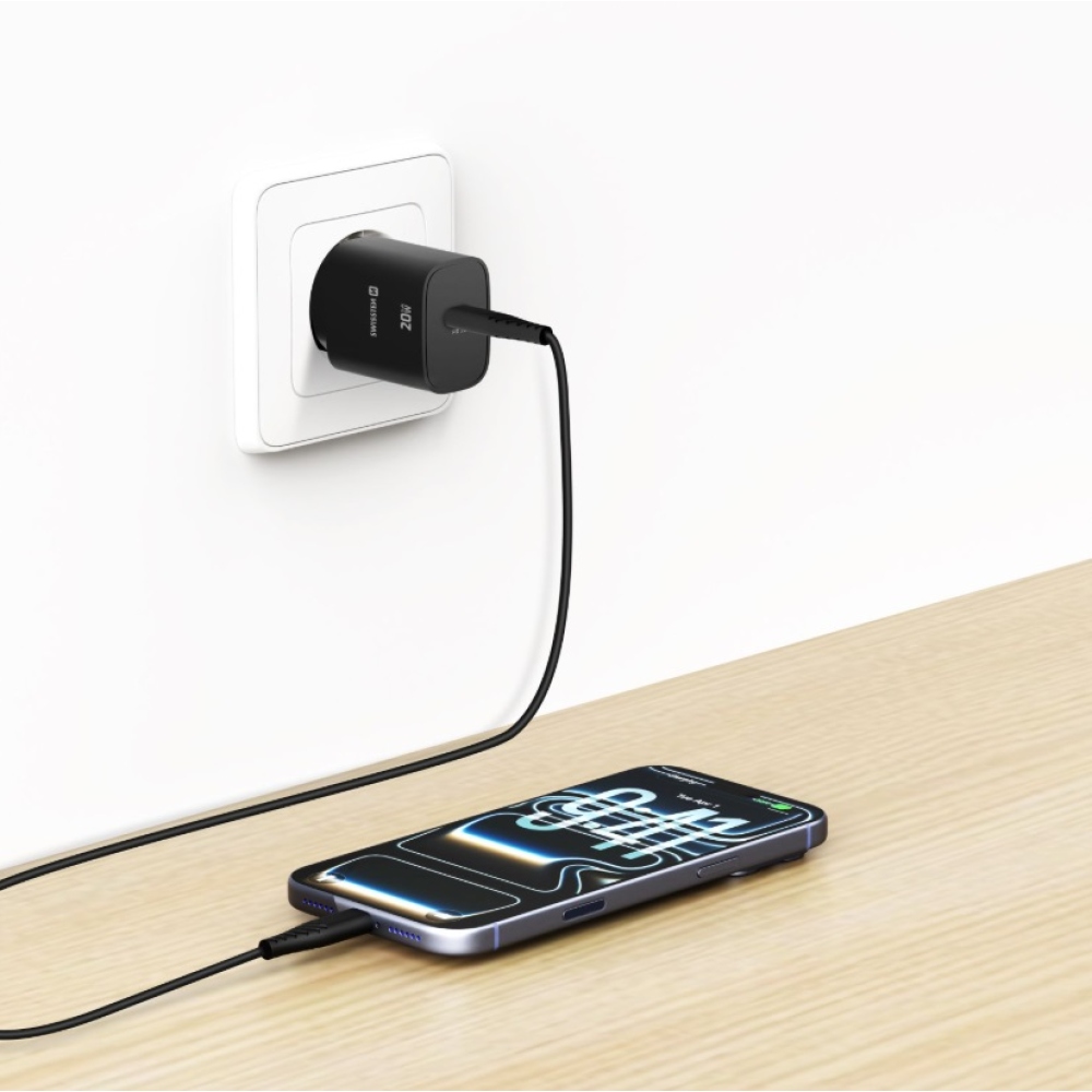 SWISSTEN sieťový adaptér edge GaN 1x USB-C PD 20W - čierny
