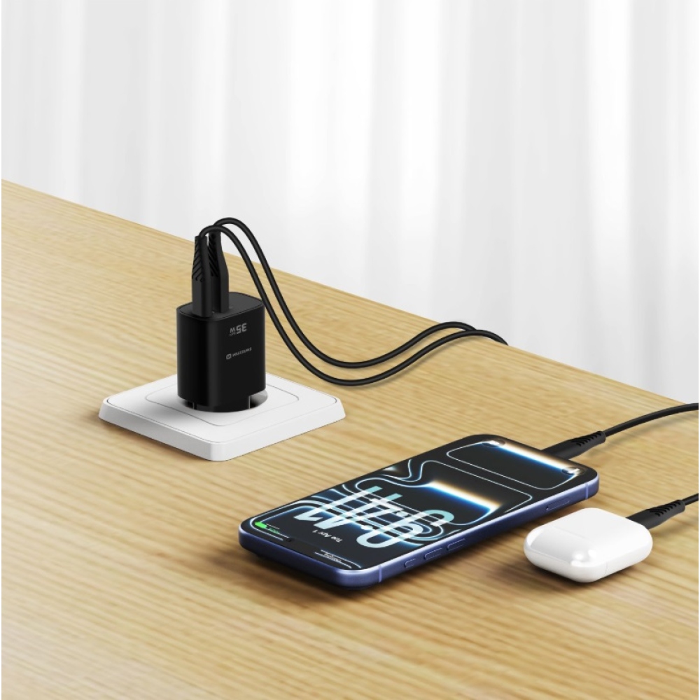 SWISSTEN sieťový adaptér edge GaN 1x USB-C PD 35W + 1x USB-A 18W QC - čierny