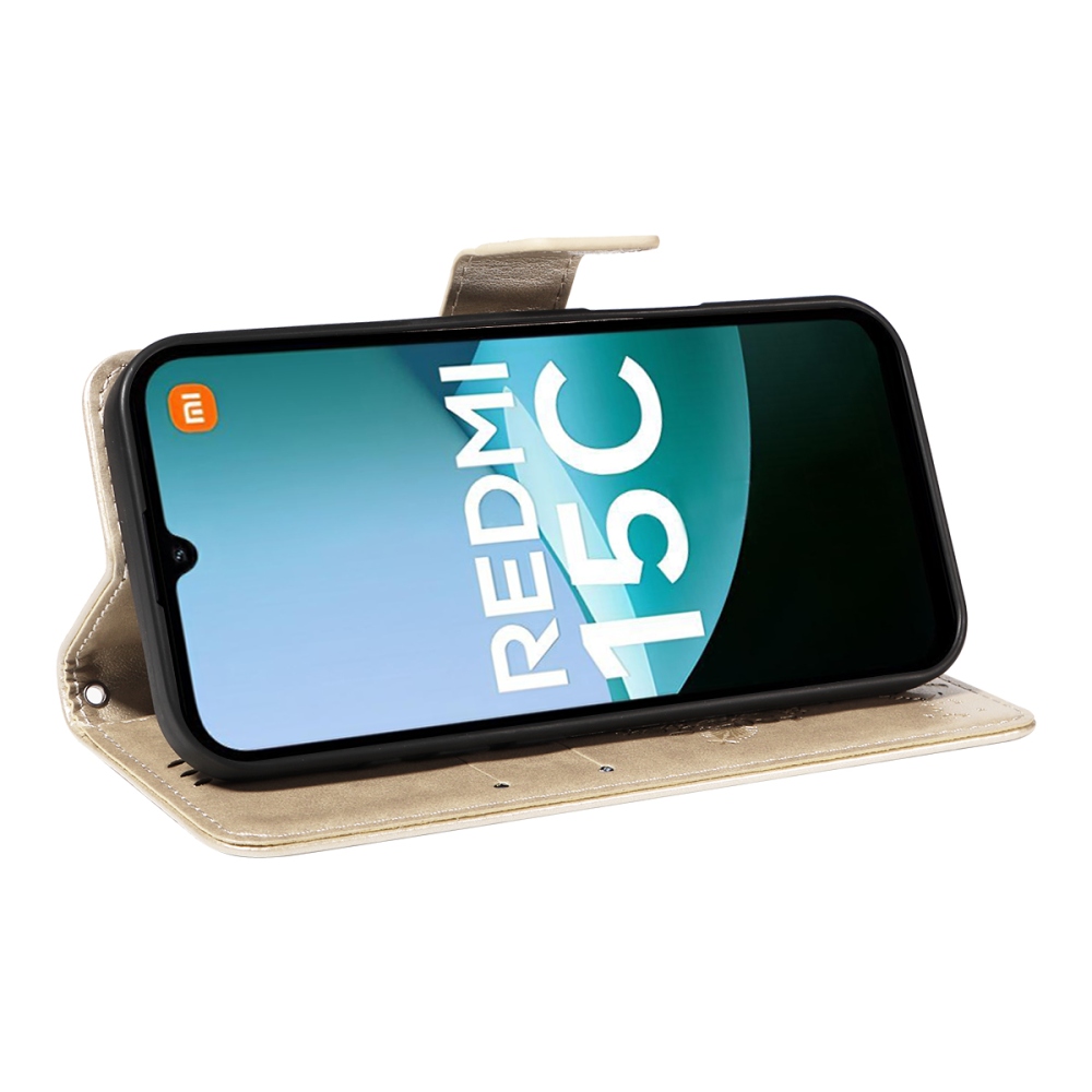 Trees knižkové púzdro na Xiaomi Redmi 15C 4G/5G (173mm) - zlaté