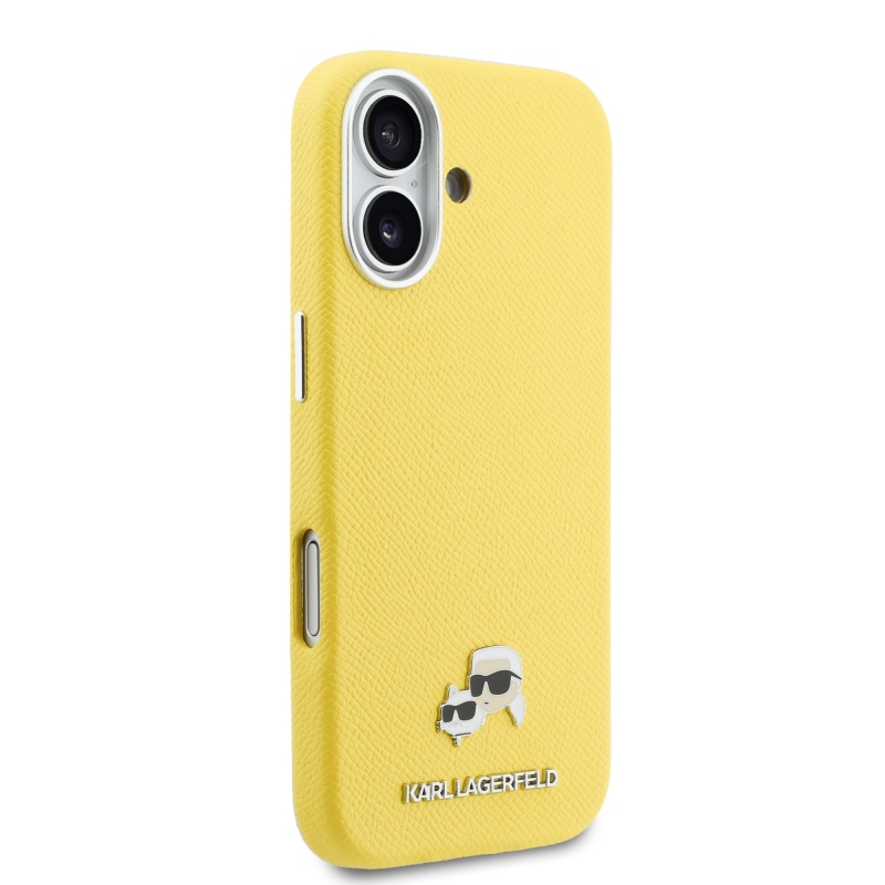 Karl Lagerfeld PU Karl and Choupette Heads Pins MagSafe zadný kryt pre iPhone 17 Yellow