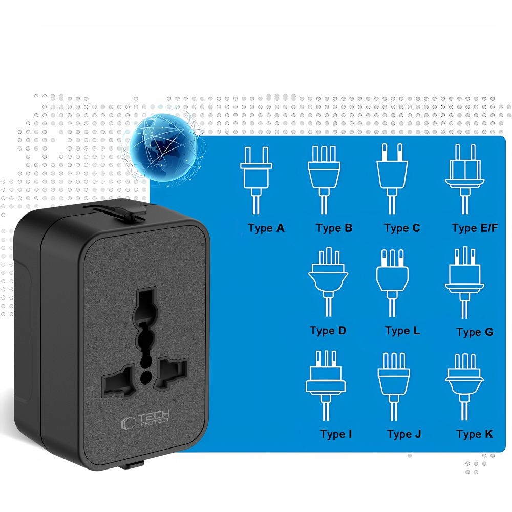 Tech-Protect TA300 univerzálny cestovný adaptér EU/UK/US/AU